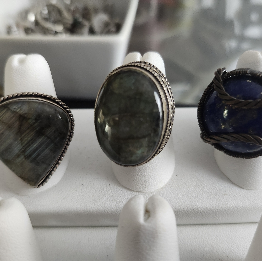 Elegant Blue and Silver Rings Collection